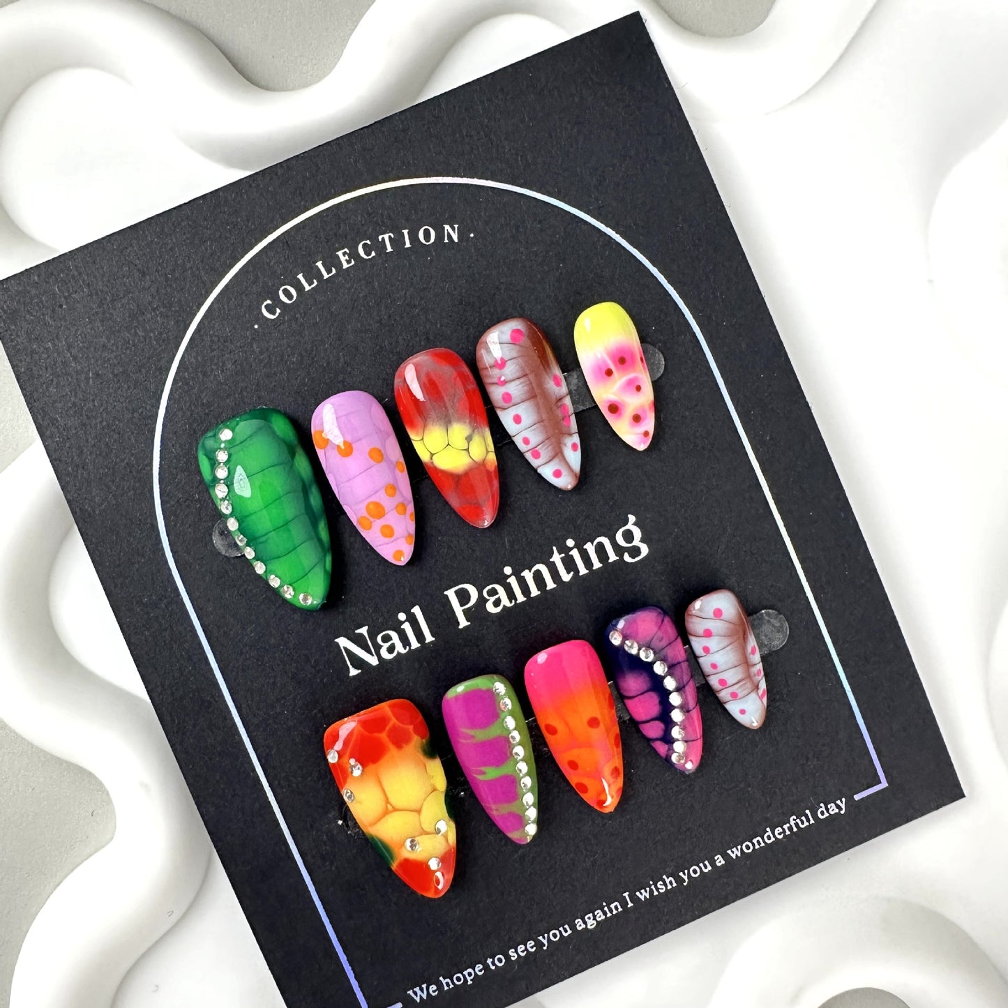 Snake Print Theme Y2K Style Bold and Vibrant Design Premium Handmade Press-on Nails Limited Edition