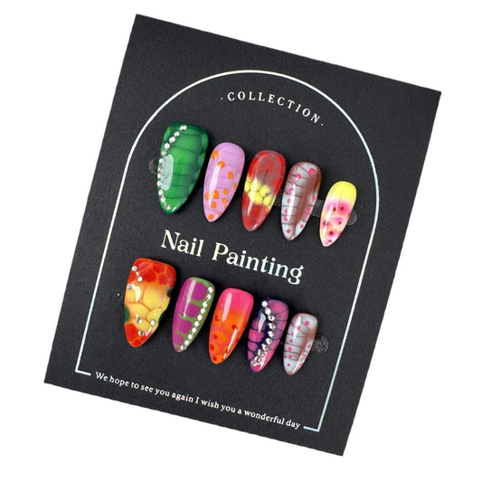 Snake Print Theme Y2K Style Bold and Vibrant Design Premium Handmade Press-on Nails Limited Edition